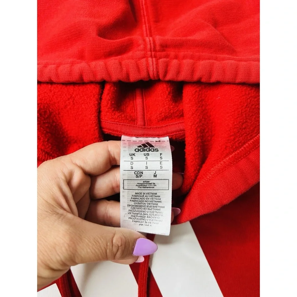Adidas Men's Activewear Essentials Fleece Big Logo Red Long Sleeve Hoodie Size S